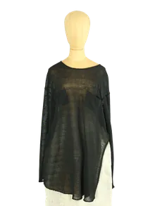 Rundholz Langarm-Top Damen Schwarz