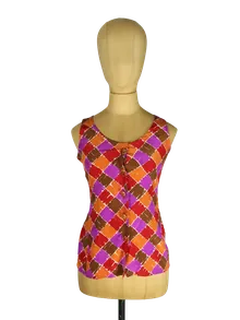 Yves Saint Laurent Rive Gauche Seidentop Damen Bunt